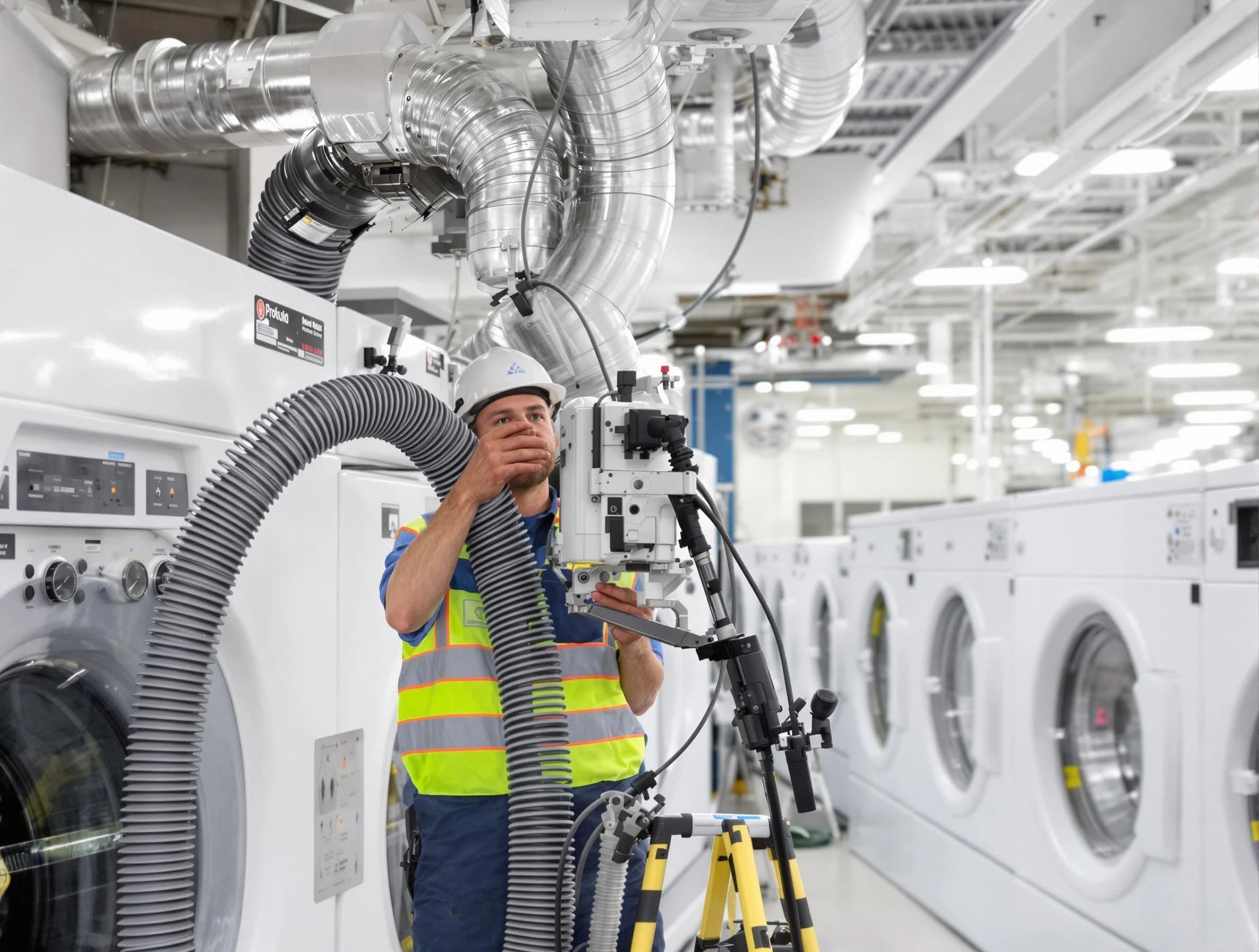 Monessen Dryer Vent Cleaning team performing commercial-grade dryer vent cleaning at a business facility in Monessen
