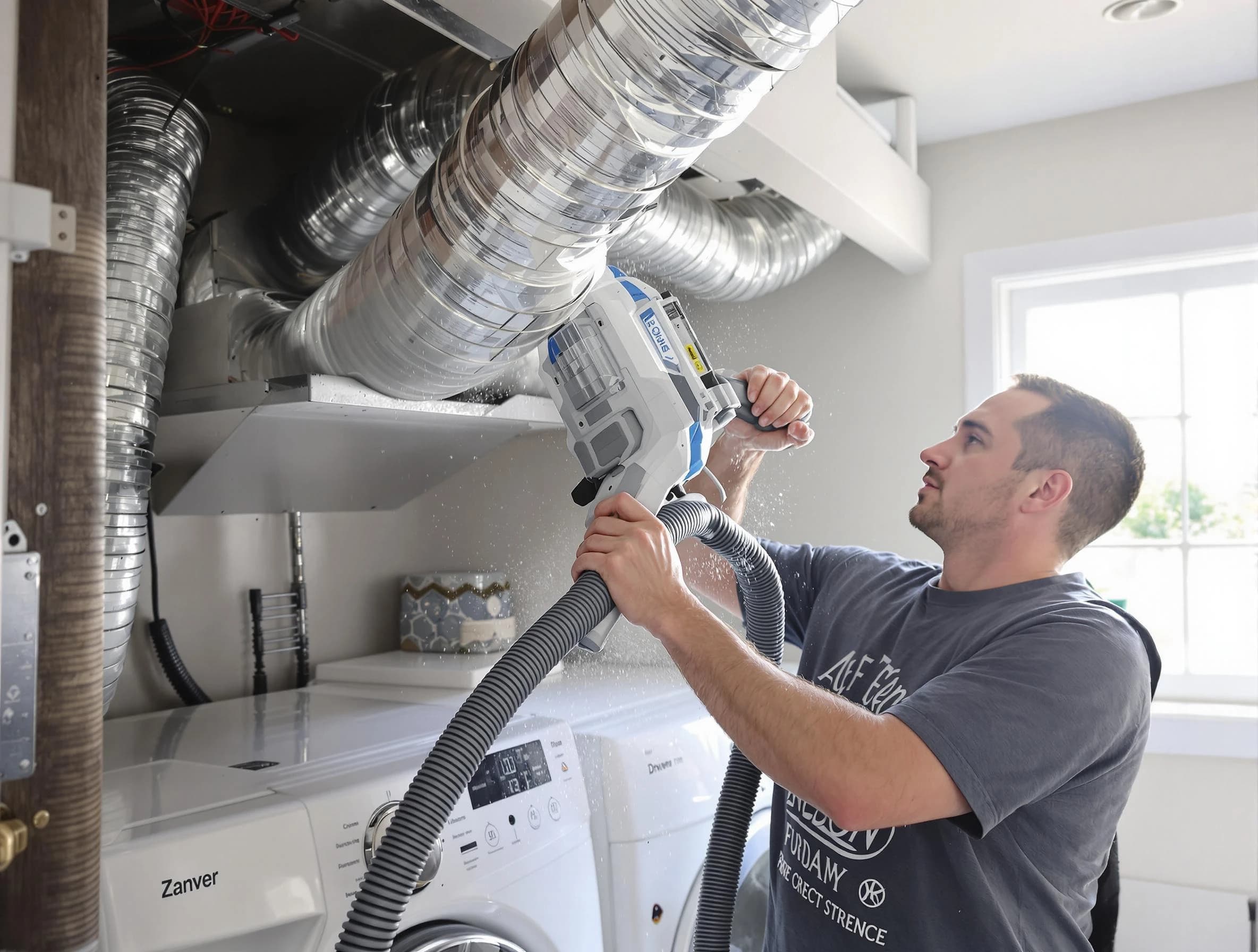 Monessen Dryer Vent Cleaning specialist cleaning deep within a dryer vent duct system in Monessen